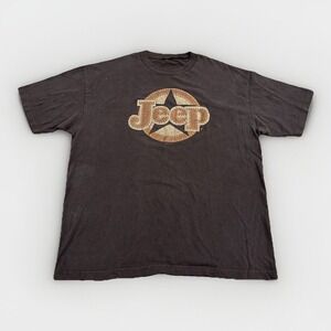 Jeep Shirt Mens L Brown Cotton Chrysler‎ Wrangler Y2K Vintage Cherokee Car